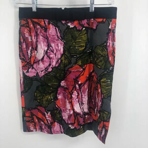 Trina Turk bold floral pencil skirt side slit 10